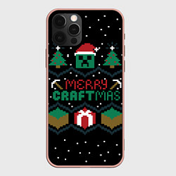 Чехол для iPhone 12 Pro Max MINECRAFT CHRISTMAS, цвет: 3D-светло-розовый