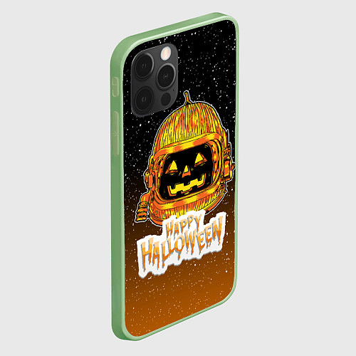 Чехол iPhone 12 Pro Max ТЫКВА КОСМОНАВТ SPACE HALLOWEEN / 3D-Салатовый – фото 2