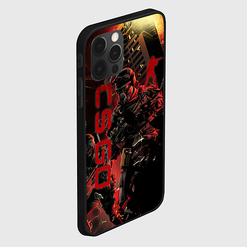 Чехол iPhone 12 Pro Max CS GO SPECIAL OPERATION RED ALERT SKIN КС ГО КРАСН / 3D-Черный – фото 2