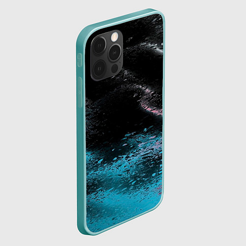 Чехол iPhone 12 Pro Max Распад красок / 3D-Мятный – фото 2