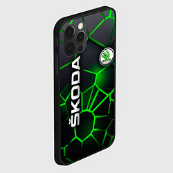 Чехол для iPhone 12 Pro Max 3D плиты с подсветкой Шкода, цвет: 3D-черный — фото 2