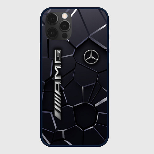 Чехол iPhone 12 Pro Max Mercedes AMG 3D плиты / 3D-Черный – фото 1