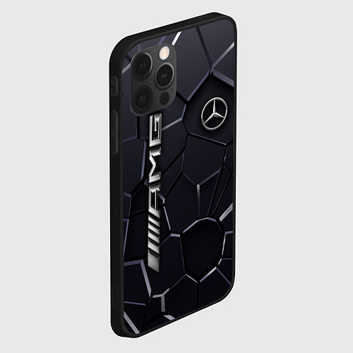 Чехол iPhone 12 Pro Max Mercedes AMG 3D плиты / 3D-Черный – фото 2