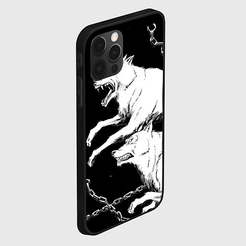 Чехол iPhone 12 Pro Max Белые волки / 3D-Черный – фото 2