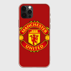 Чехол для iPhone 12 Pro Max Manchester United F C, цвет: 3D-светло-розовый