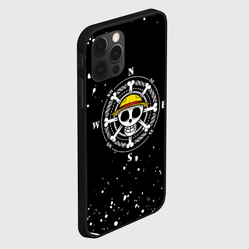 Чехол iPhone 12 Pro Max ONE PIECE ВАН ПИС ЧЕРЕП БРЫЗГИ КРАСОК / 3D-Черный – фото 2