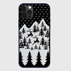 Чехол для iPhone 12 Pro Max Северные Олени в Горах, цвет: 3D-черный