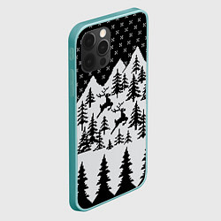 Чехол для iPhone 12 Pro Max Северные Олени в Горах, цвет: 3D-мятный — фото 2