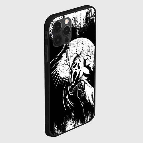 Чехол iPhone 12 Pro Max Крик Хэллоуин Хоррор Scream Halloween / 3D-Черный – фото 2