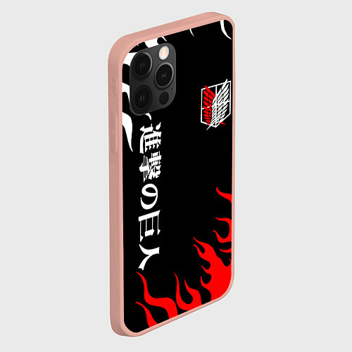 Чехол iPhone 12 Pro Max Атака Титанов: Нарисованный огонь / 3D-Светло-розовый – фото 2