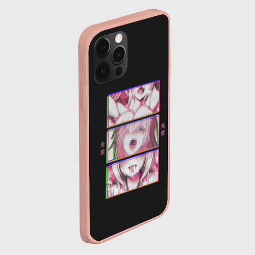 Чехол iPhone 12 Pro Max Ahegao девушка / 3D-Светло-розовый – фото 2