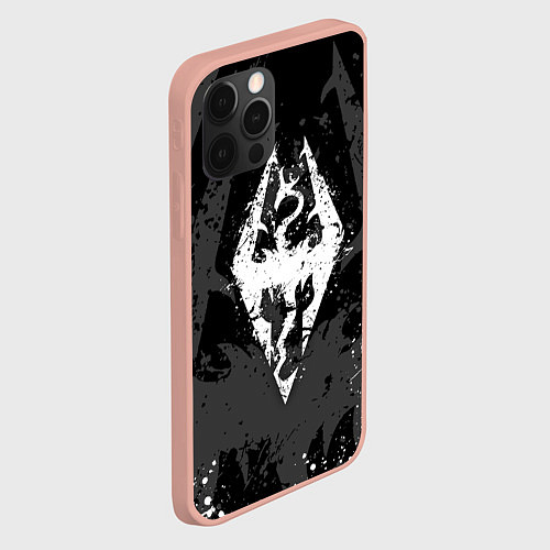 Чехол iPhone 12 Pro Max TES DRAGON WHITE LOGO БРЫЗГИ КРАСОК / 3D-Светло-розовый – фото 2