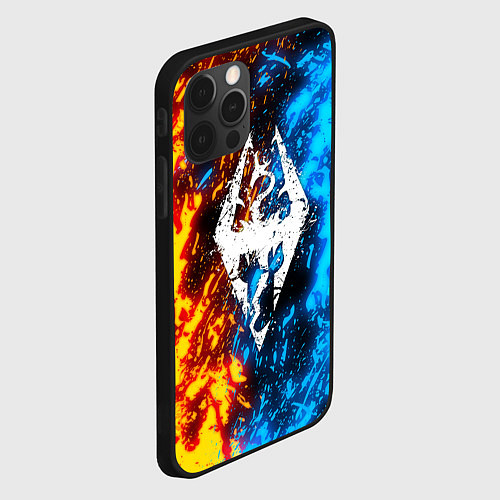 Чехол iPhone 12 Pro Max TES SKYRIM BATTLE FIRE БИТВА ОГНЕЙ / 3D-Черный – фото 2