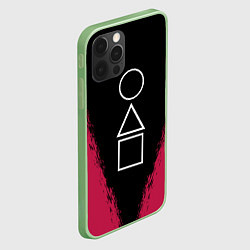 Чехол для iPhone 12 Pro Max Игра в кальмара: Фигуры игры, цвет: 3D-салатовый — фото 2