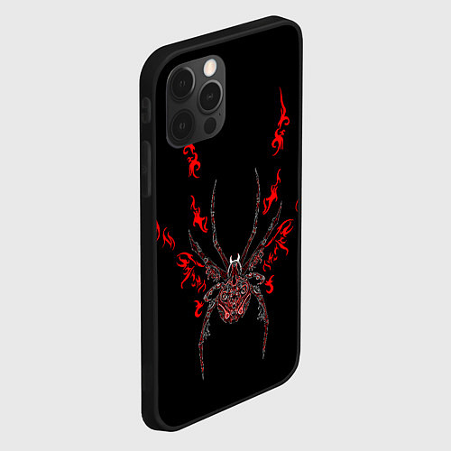 Чехол iPhone 12 Pro Max Красно белый паук / 3D-Черный – фото 2