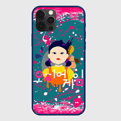 Чехол для iPhone 12 Pro Max ИГРА В КАЛЬМАРА SQUID GAME КУКЛА, цвет: 3D-тёмно-синий