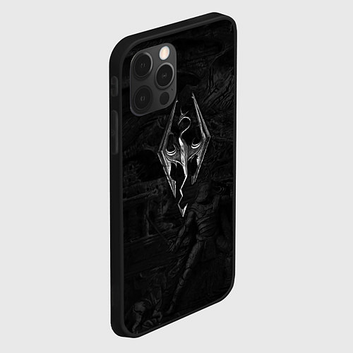 Чехол iPhone 12 Pro Max Фреска из Скайрима / 3D-Черный – фото 2