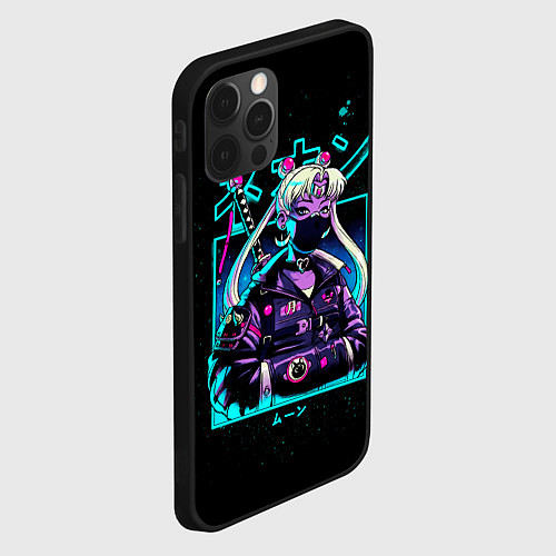 Чехол iPhone 12 Pro Max Сейлор Мун неон / 3D-Черный – фото 2