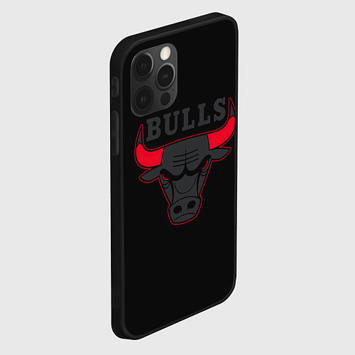 Чехол iPhone 12 Pro Max CHICAGO BULLS ЧИКАГО БУЛЛС ЯРОСТЬ БЫКА / 3D-Черный – фото 2