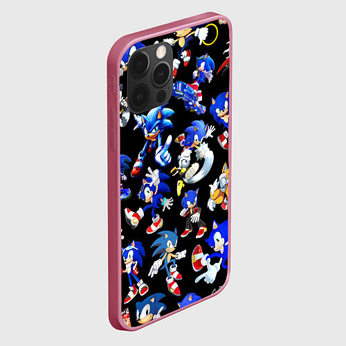 Чехол iPhone 12 Pro Max SONIC PATTERN HERO СОННИК / 3D-Малиновый – фото 2