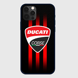 Чехол для iPhone 12 Pro Max DUCATI CARBON LOGO ITALY CONCERN, цвет: 3D-черный