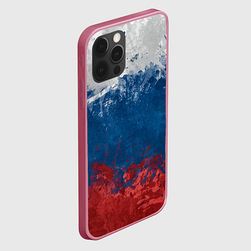 Чехол iPhone 12 Pro Max Россия Абстракция Russia Abstraction / 3D-Малиновый – фото 2