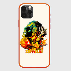 Чехол для iPhone 12 Pro Max Группа Led Zeppelin арт, цвет: 3D-красный