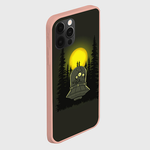 Чехол iPhone 12 Pro Max Шокированный пришелец в лесу / 3D-Светло-розовый – фото 2