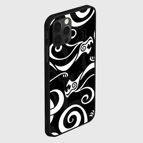 Чехол iPhone 12 Pro Max ТАТУ ДРАКЕНА БЕЛЫЕ ДРАКОНЫ, ТОКИЙСКИЕ МСТИТЕЛИ / 3D-Черный – фото 2