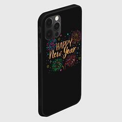 Чехол для iPhone 12 Pro Max Fireworks Explosinons Happy New Year, цвет: 3D-черный — фото 2