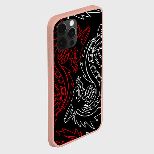 Чехол iPhone 12 Pro Max БЕЛО КРАСНЫЙ ДРАКОН RED WHITE DRAGON / 3D-Светло-розовый – фото 2