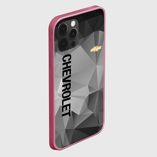 Чехол iPhone 12 Pro Max Chevrolet Geometry / 3D-Малиновый – фото 2