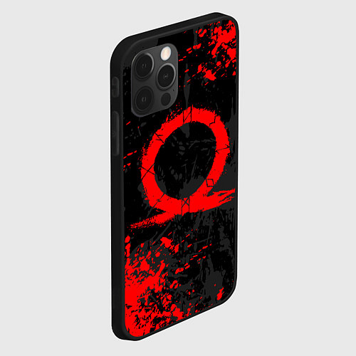 Чехол iPhone 12 Pro Max GOD OF WAR LOGO RED, БРЫЗГИ КРАСОК / 3D-Черный – фото 2