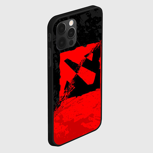 Чехол iPhone 12 Pro Max DOTA 2 RED BLACK LOGO, БРЫЗГИ КРАСОК / 3D-Черный – фото 2