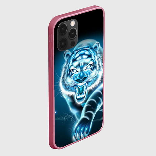 Чехол iPhone 12 Pro Max НЕНОНОВЫЙ ТИГР 2022 NEON TIGER NEW YEAR / 3D-Малиновый – фото 2