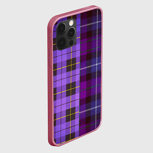 Чехол iPhone 12 Pro Max Purple Checkered / 3D-Малиновый – фото 2