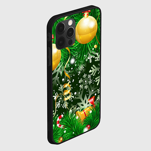 Чехол iPhone 12 Pro Max Новогоднее Настроение Елка / 3D-Черный – фото 2