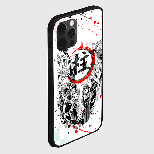 Чехол iPhone 12 Pro Max КЛИНОК РАССЕКАЮЩИЙ ДЕМОНОВ, БРЫЗГИ КРАСОК / 3D-Черный – фото 2