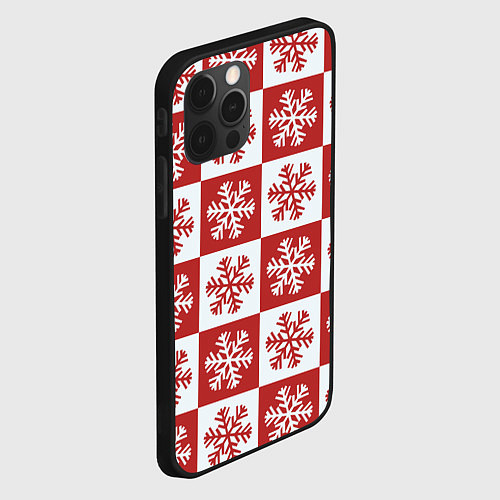 Чехол iPhone 12 Pro Max Шахматные Снежинки / 3D-Черный – фото 2