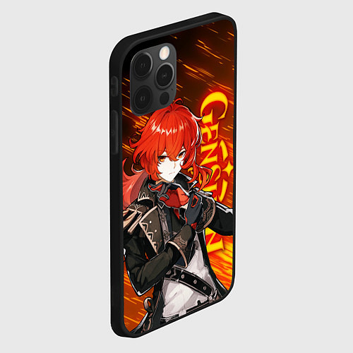 Чехол iPhone 12 Pro Max GENSHIN IMPACT, ДИЛЮК DILUC / 3D-Черный – фото 2