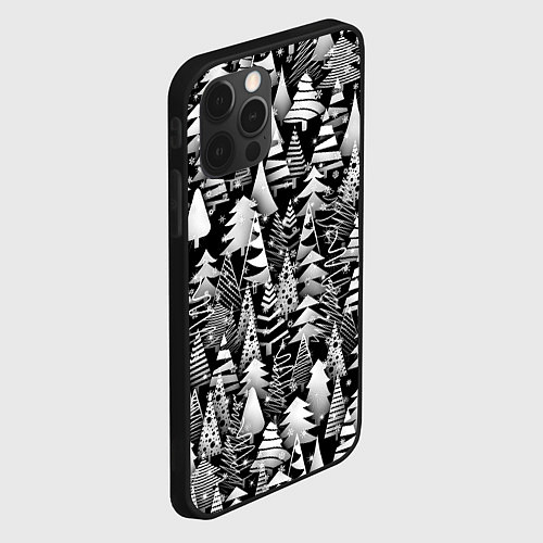 Чехол iPhone 12 Pro Max Лес абстрактных ёлок / 3D-Черный – фото 2