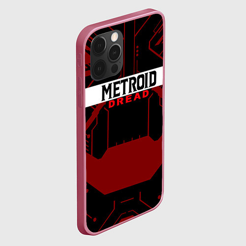 Чехол iPhone 12 Pro Max Metroid Dread Black Red Logo / 3D-Малиновый – фото 2