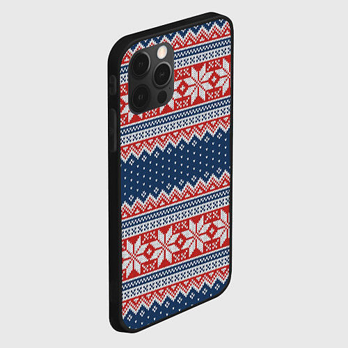 Чехол iPhone 12 Pro Max Knitted Pattern / 3D-Черный – фото 2