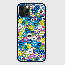Чехол для iPhone 12 Pro Max Takashi Murakami Улыбающиеся цветы, цвет: 3D-черный