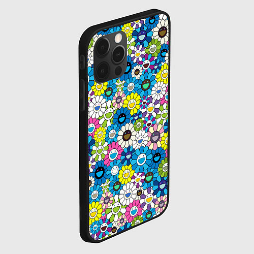 Чехол iPhone 12 Pro Max Takashi Murakami Улыбающиеся цветы / 3D-Черный – фото 2