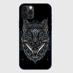 Чехол для iPhone 12 Pro Max ЭТНИЧЕСКАЯ ЛИСА FOX ABSTRACT, цвет: 3D-черный