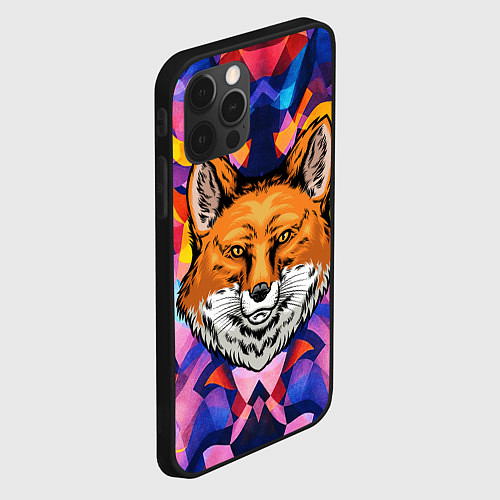 Чехол iPhone 12 Pro Max АБСТРАКЦИЯ И ГОЛОВА ЛИСЫ FOX HEAD / 3D-Черный – фото 2