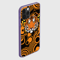 Чехол для iPhone 12 Pro Max Голова тигра с бабочкой, цвет: 3D-серый — фото 2