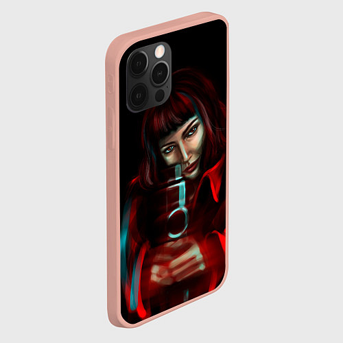 Чехол iPhone 12 Pro Max БУМАЖНЫЙ ДОМ ОРУЖИЕ- LA CASA DE PAPEL / 3D-Светло-розовый – фото 2