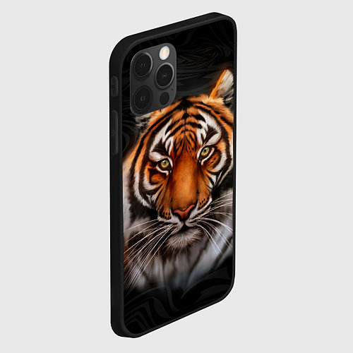 Чехол iPhone 12 Pro Max Реалистичный тигр Realistic Tiger / 3D-Черный – фото 2